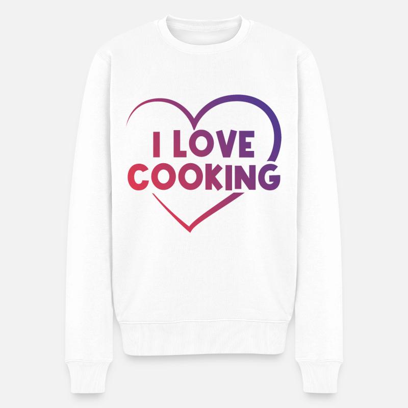 Ich liebe Kochen - Männer Premium Bio Pullover - Weiß