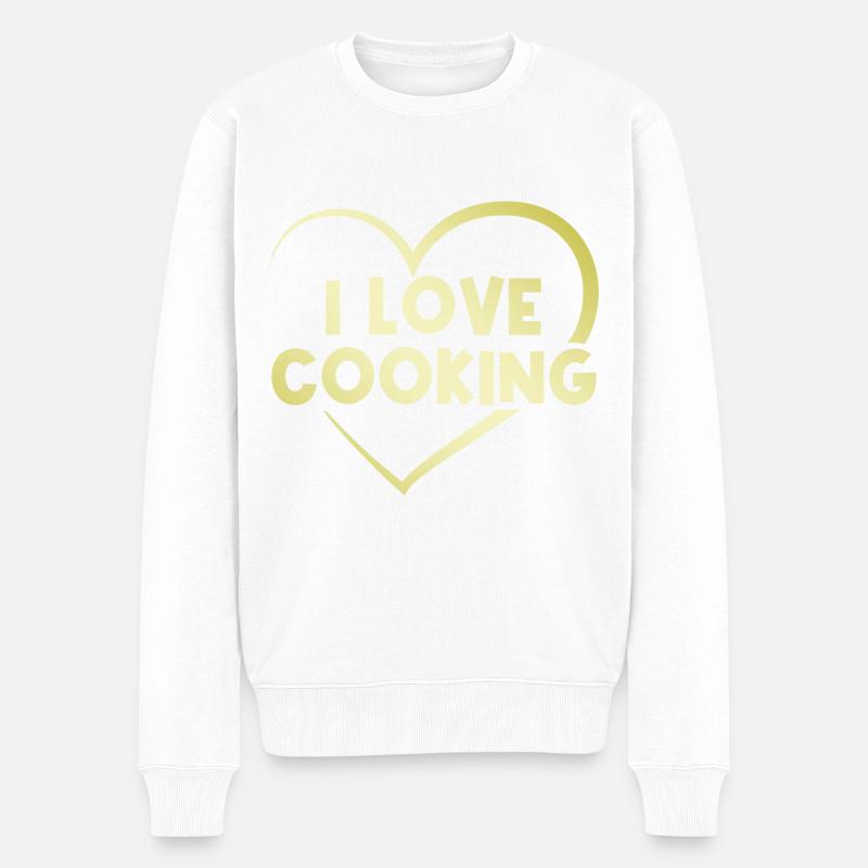 Ich liebe Kochen - Männer Premium Bio Pullover - Weiß