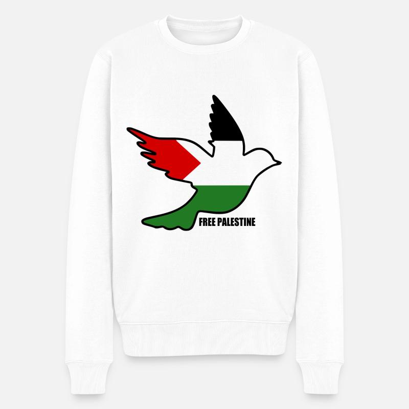 Free palestine - Männer Premium Bio Pullover - Weiß