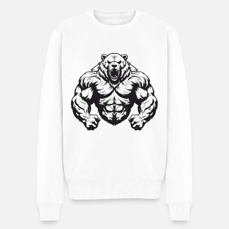 Bear Grizzly Muscles Entraînement Gym - Pull Premium bio Homme - blanc