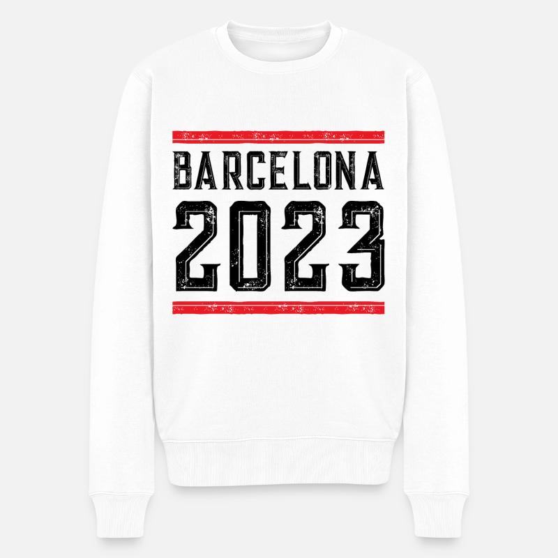 Barcelone 2023 - Pull Premium bio Homme - blanc