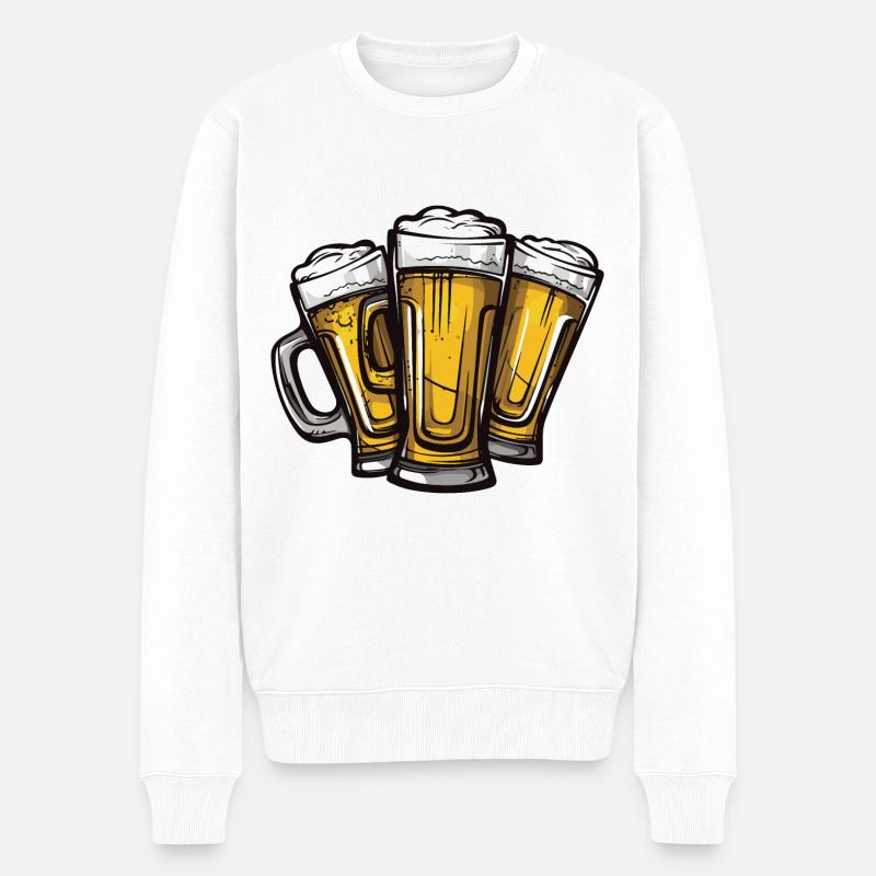 Bier Anstoßen Party - Männer Premium Bio Pullover - Weiß