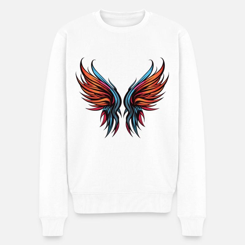 Flügel Symbol - Männer Premium Bio Pullover - Weiß