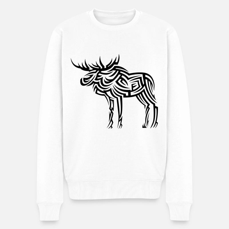 Tatouage tribal d’orignal - Pull Premium bio Homme - blanc