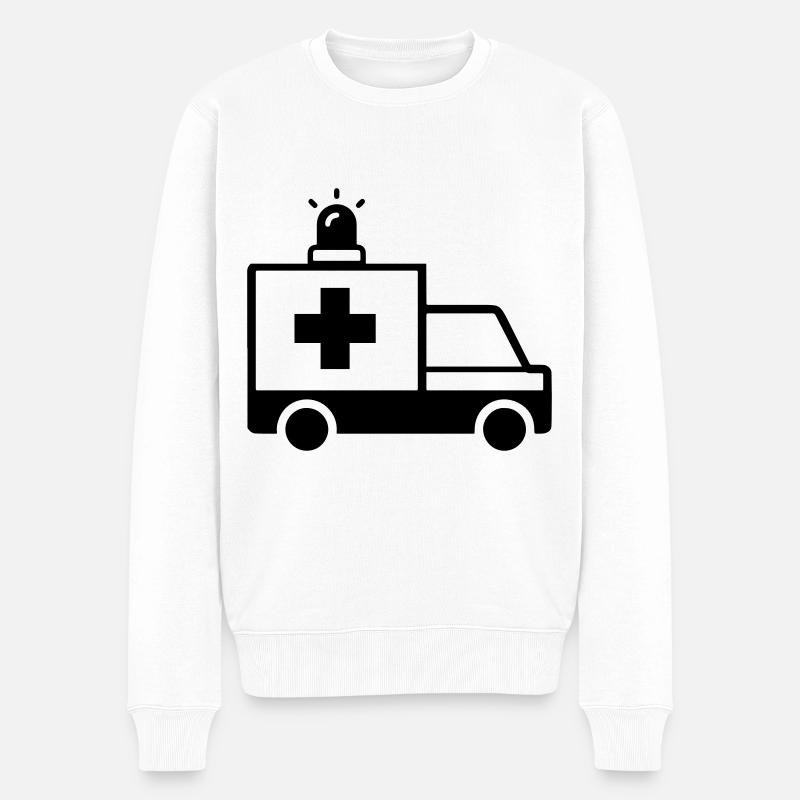Krankenwagen Ambulance - Männer Premium Bio Pullover - Weiß