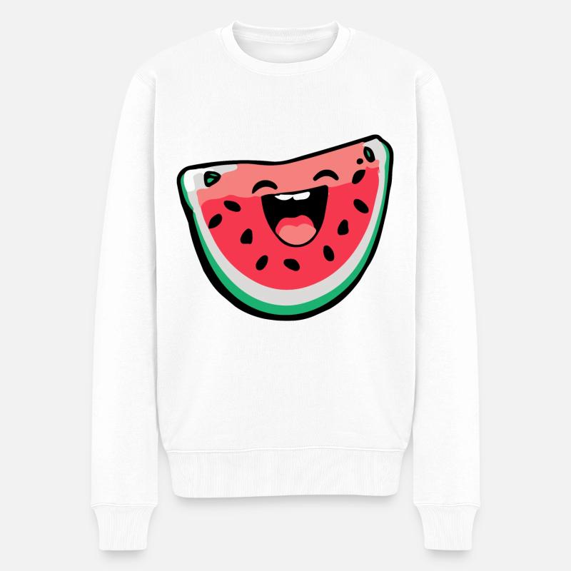 Bande dessinée sur la pastèque - Pull Premium bio Homme - blanc