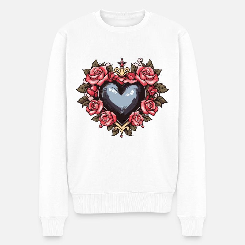 Herz Symbol Liebe - Männer Premium Bio Pullover - Weiß