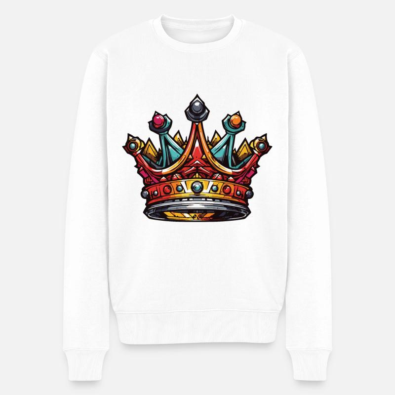 Krone Majestät König - Männer Premium Bio Pullover - Weiß
