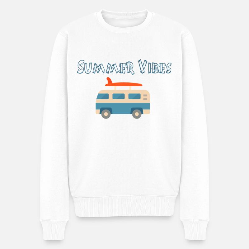 bus summer vibes - Männer Premium Bio Pullover - Weiß