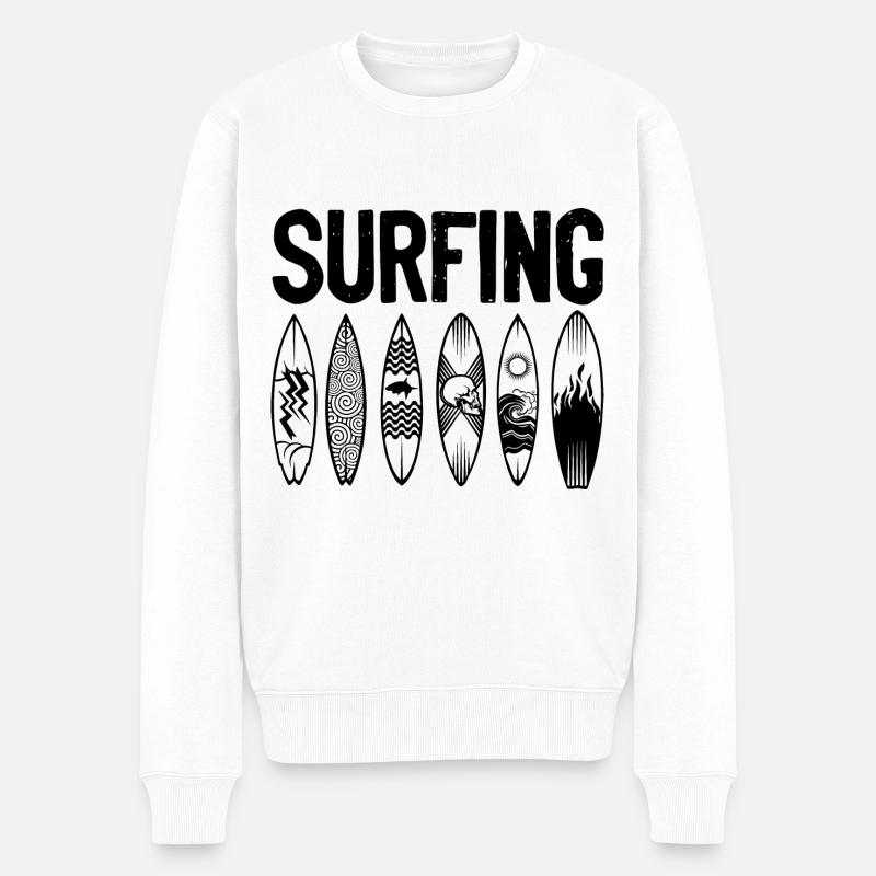Surfbrett Surfing - Pull Premium bio Homme - blanc