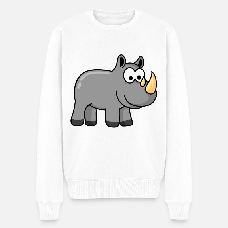 Nashorn Comic Tier - Männer Premium Bio Pullover - Weiß