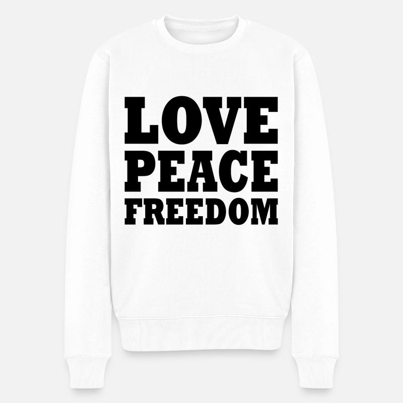 Love peace freedom - Pull Premium bio Homme - blanc
