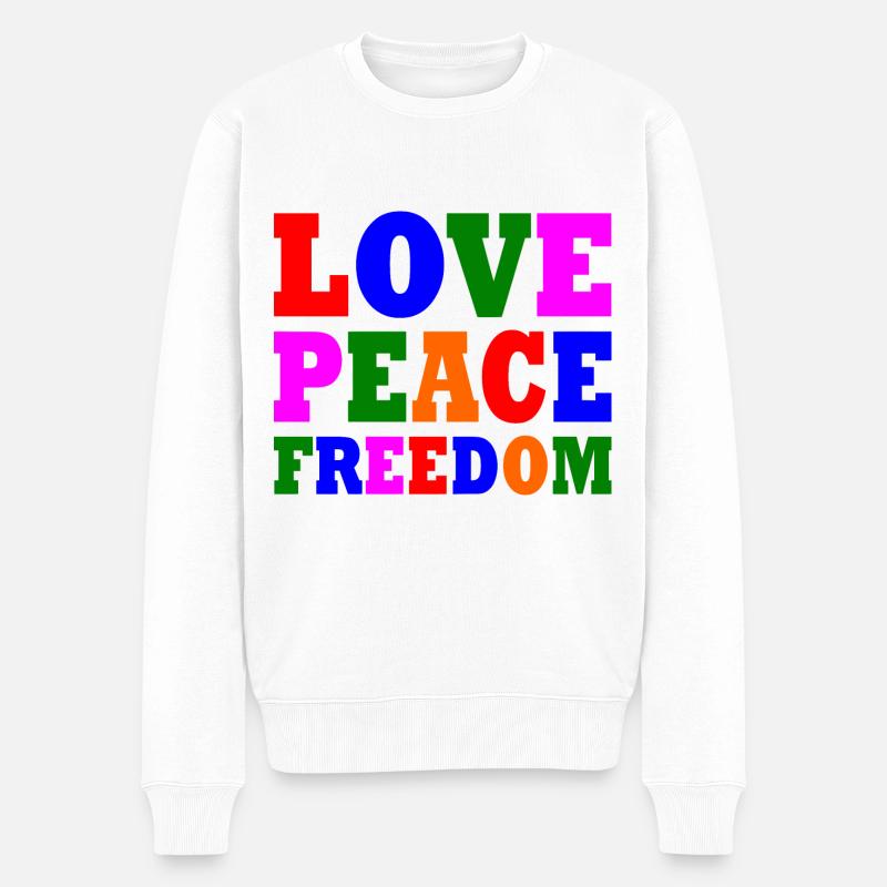 Love peace freedom - Männer Premium Bio Pullover - Weiß