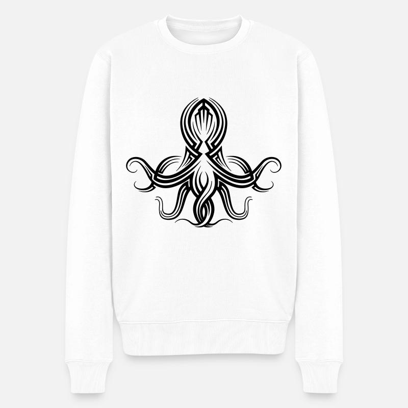 Krake Tribal Tattoo - Männer Premium Bio Pullover - Weiß