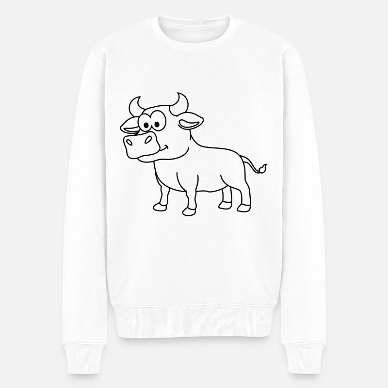 Taureau Comic Animal - Pull Premium bio Homme - blanc