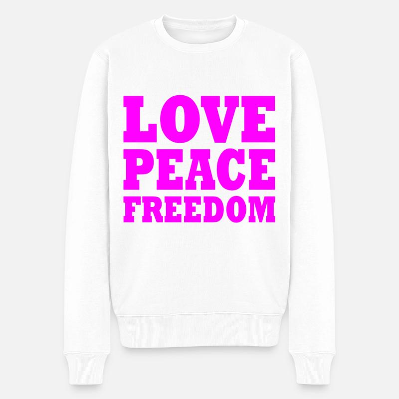 Love peace freedom - Männer Premium Bio Pullover - Weiß