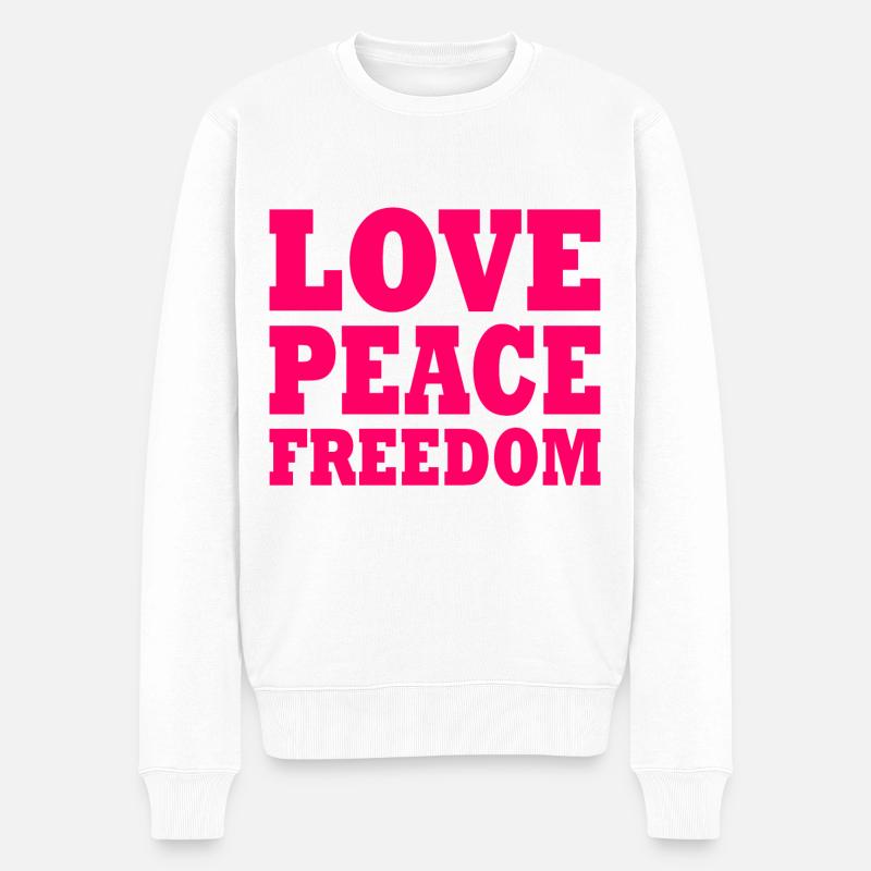 Love peace freedom - Männer Premium Bio Pullover - Weiß