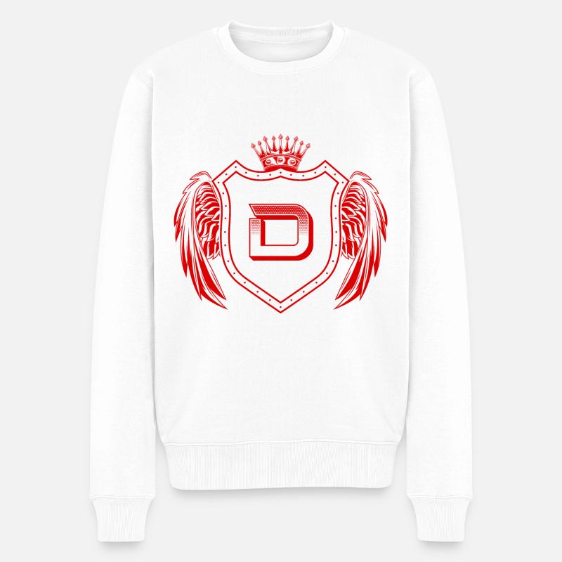 D Buchstabe Wappen - Männer Premium Bio Pullover - Weiß