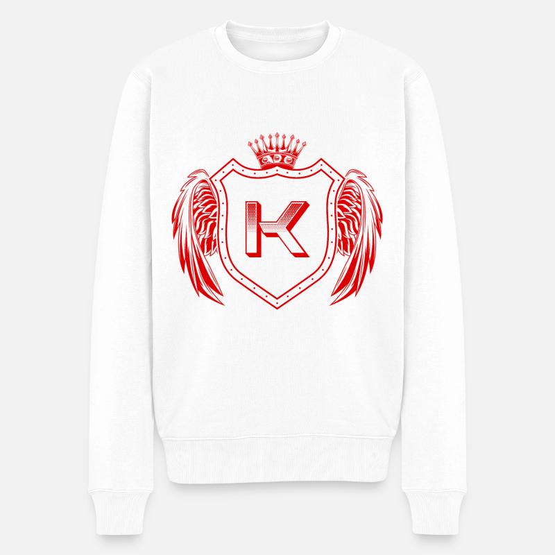 K Buchstabe Wappen - Männer Premium Bio Pullover - Weiß