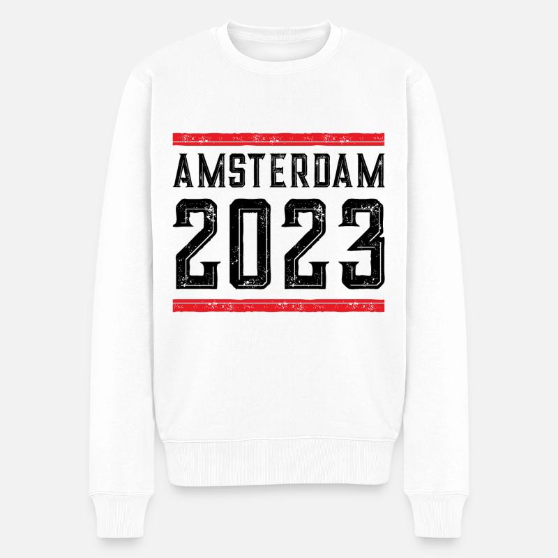 Amsterdam 2023 - Männer Premium Bio Pullover - Weiß