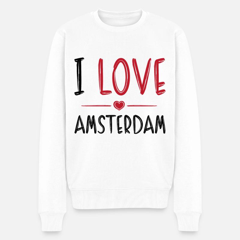 I Love Amsterdam - Männer Premium Bio Pullover - Weiß