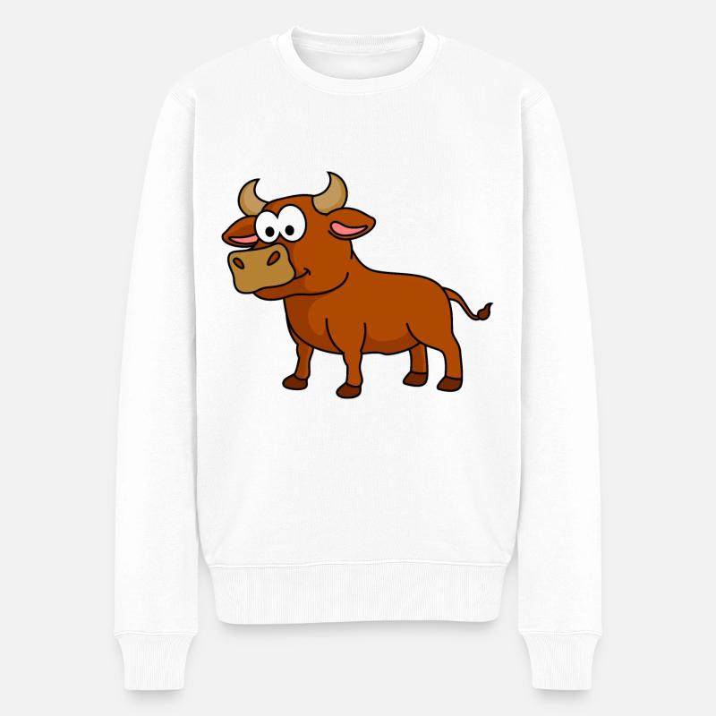 Stier Comic Tier - Männer Premium Bio Pullover - Weiß
