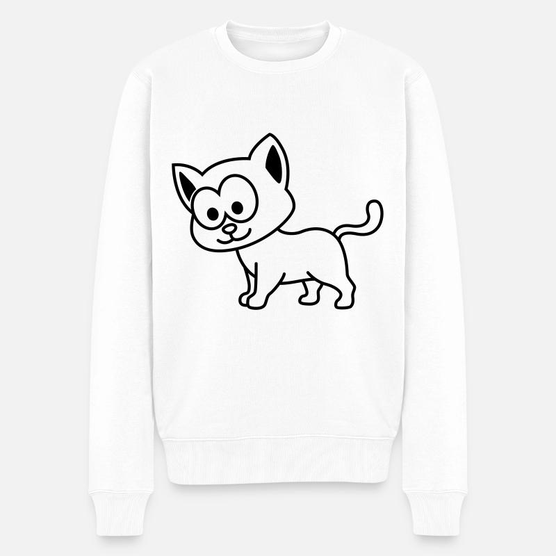Chat Comic Animal - Pull Premium bio Homme - blanc