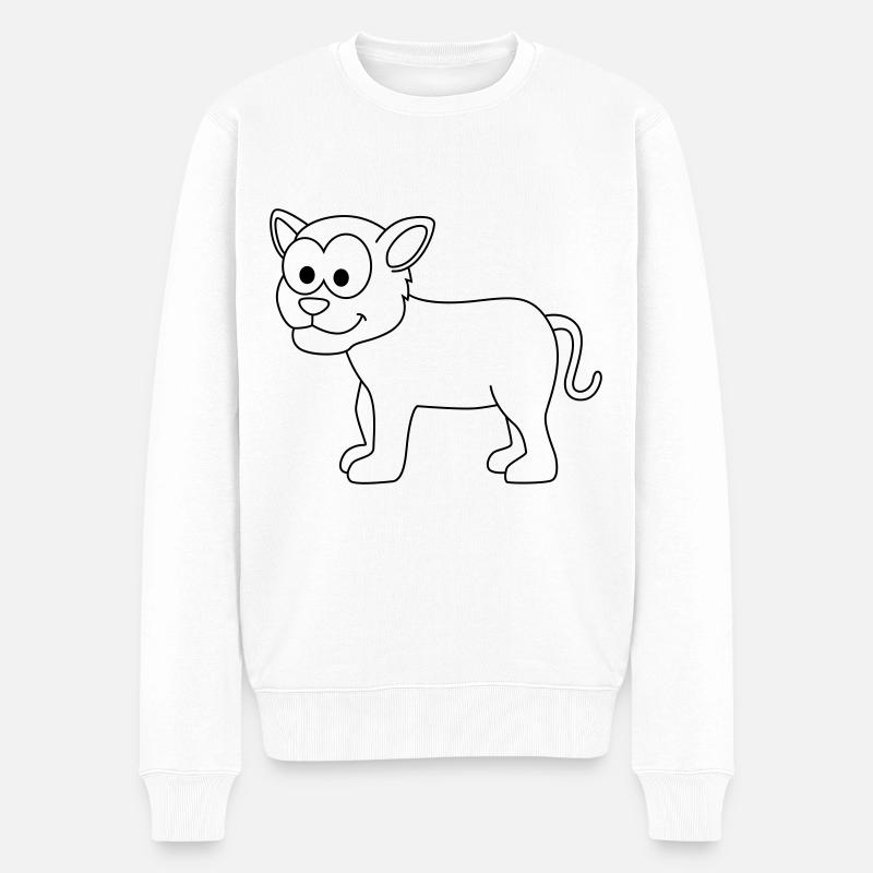 Panther Comic Tier - Männer Premium Bio Pullover - Weiß