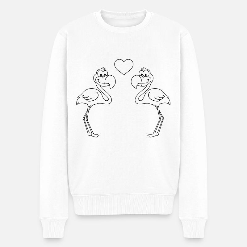 Flamingo Comic Couple amour - Pull Premium bio Homme - blanc