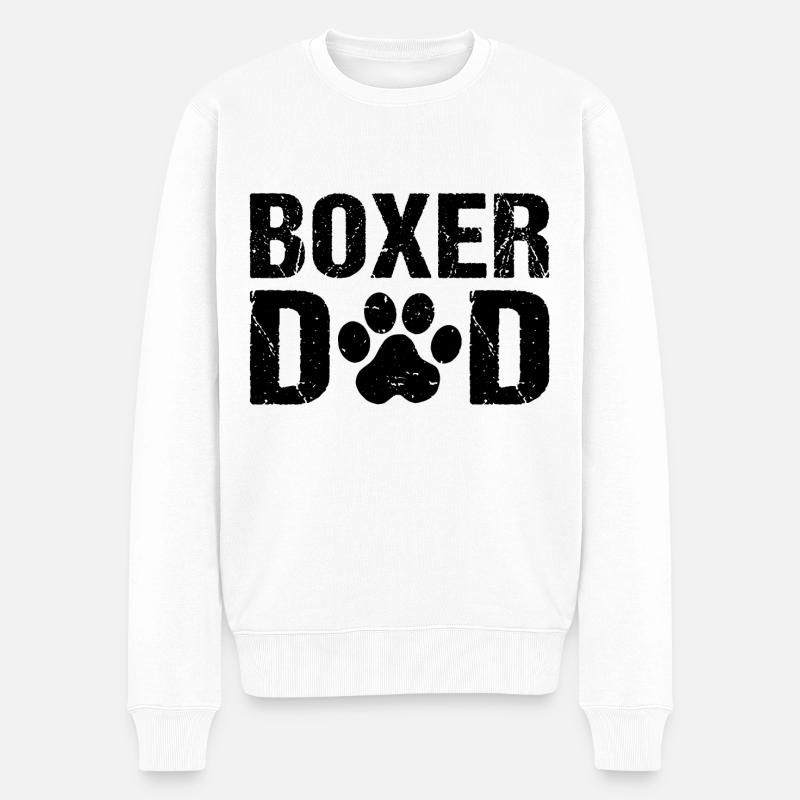 Boxer Papa Boxer Chiens Allemands - Pull Premium bio Homme - blanc