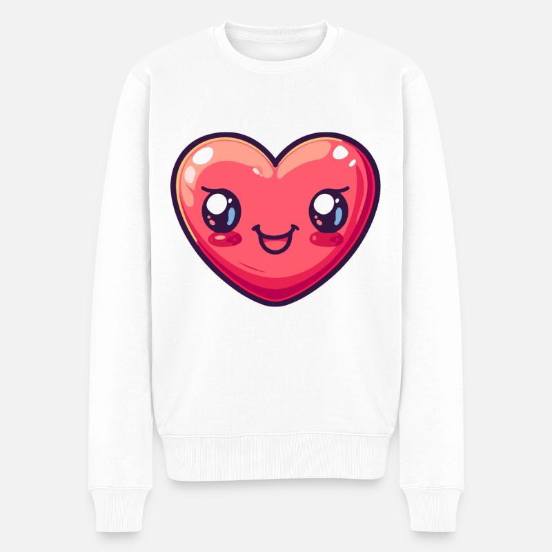 Herz Liebe Love - Männer Premium Bio Pullover - Weiß