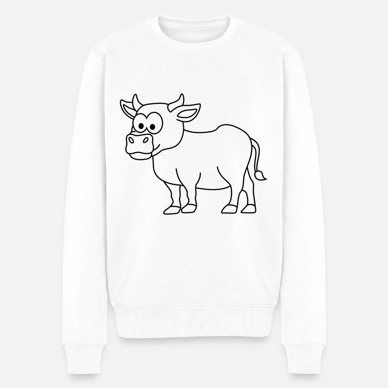 Kuh Comic Tier - Männer Premium Bio Pullover - Weiß