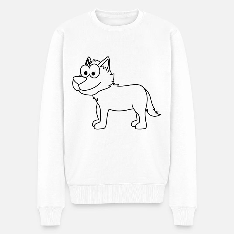 Wolf Comic Tier - Männer Premium Bio Pullover - Weiß
