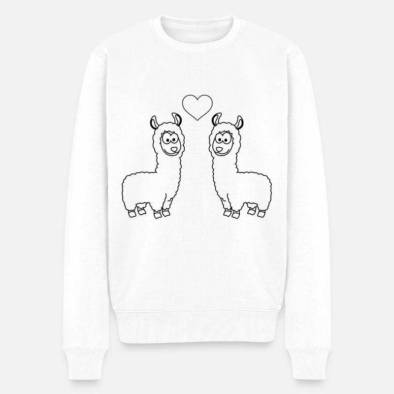 Alpaga Comic Couple Amour - Pull Premium bio Homme - blanc