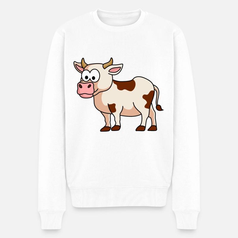 Kuh Comic Tier - Männer Premium Bio Pullover - Weiß