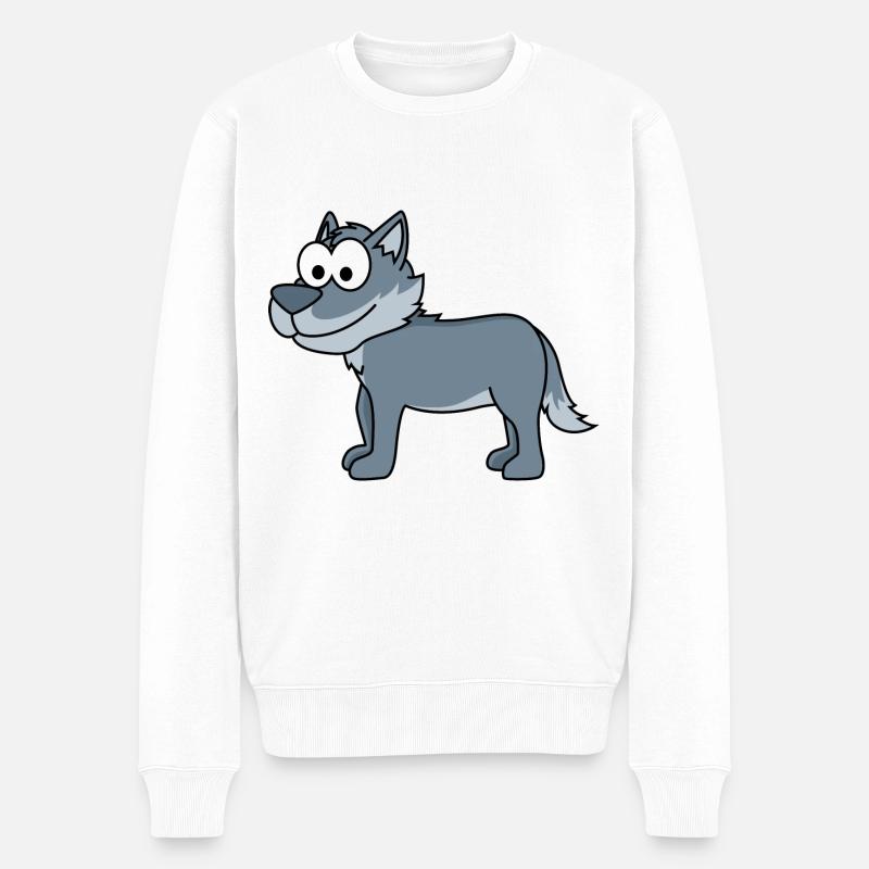 Wolf Comic Tier - Männer Premium Bio Pullover - Weiß