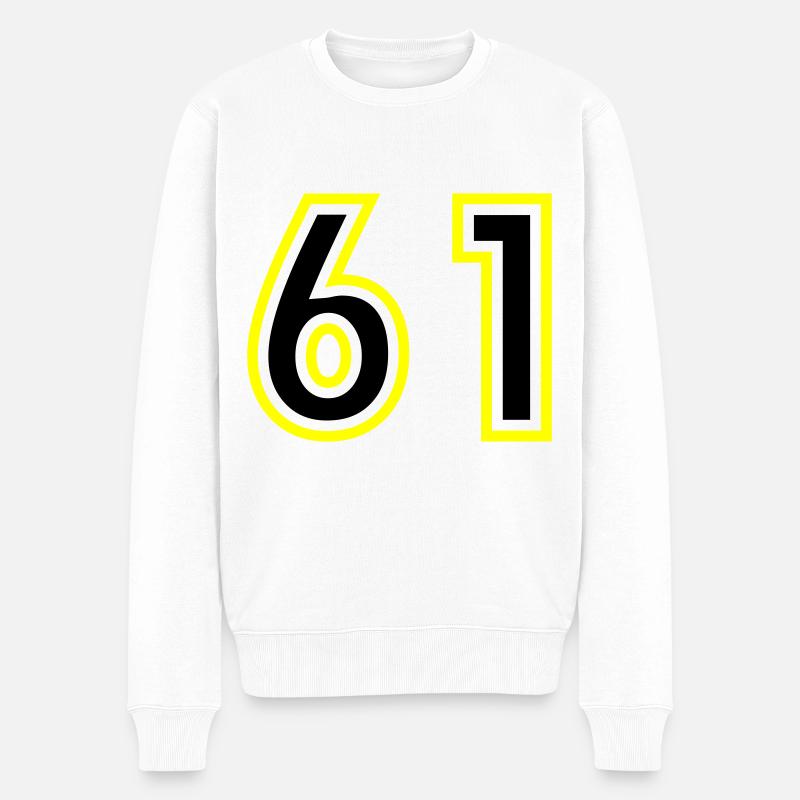 61 Zahl College - Männer Premium Bio Pullover - Weiß