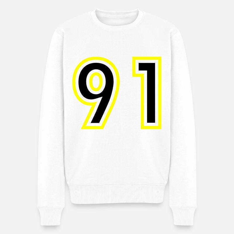 91 Nombre Collège - Pull Premium bio Homme - blanc