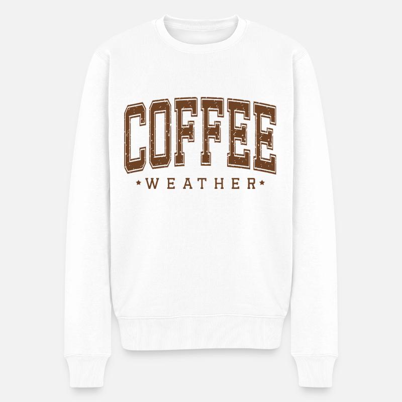 Kaffee Wetter - Männer Premium Bio Pullover - Weiß