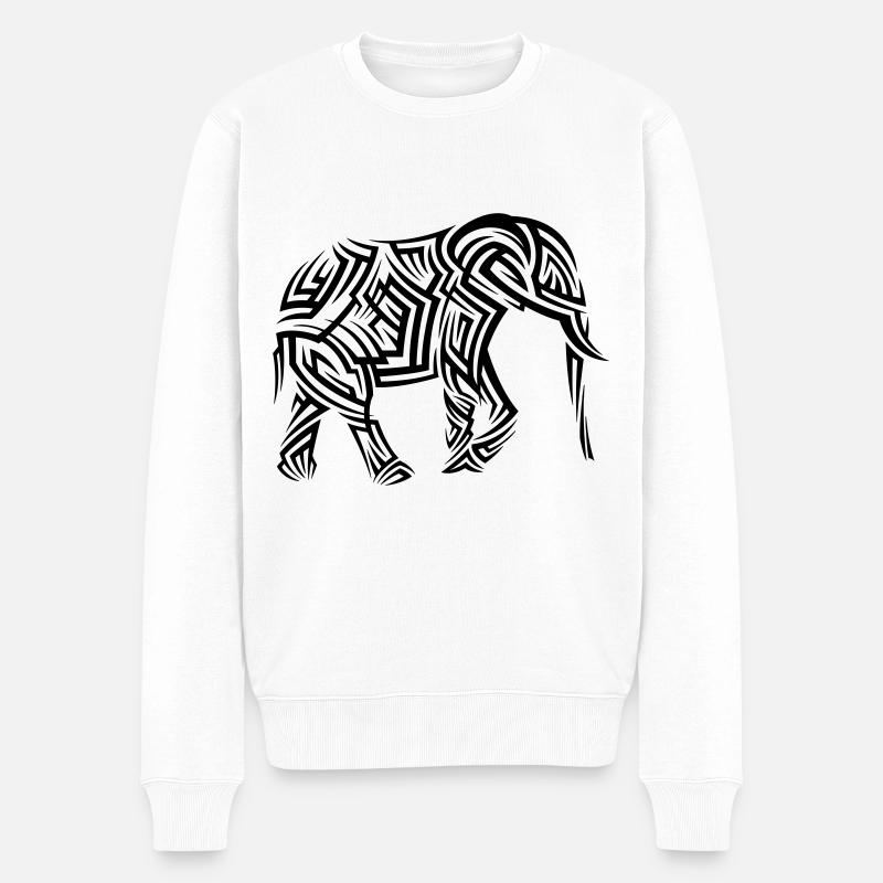 Tatouage tribal d’éléphant - Pull Premium bio Homme - blanc