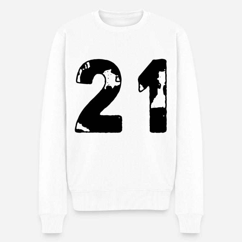 21 Maillot numéro - Pull Premium bio Homme - blanc