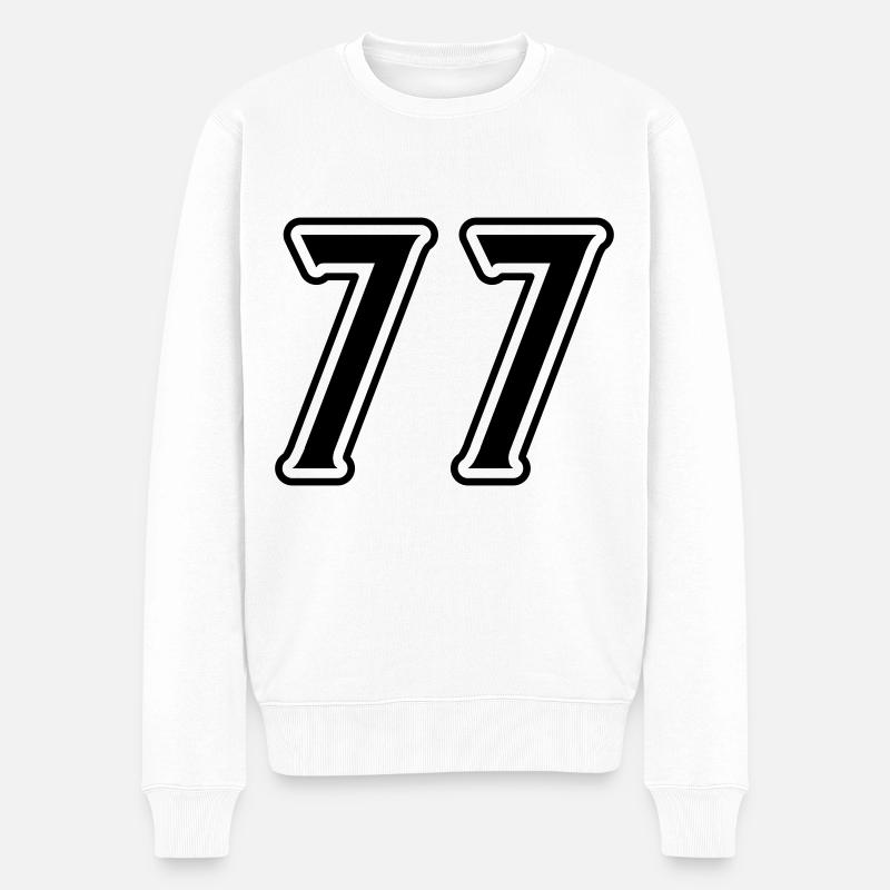 77 Zahl Symbol - Männer Premium Bio Pullover - Weiß
