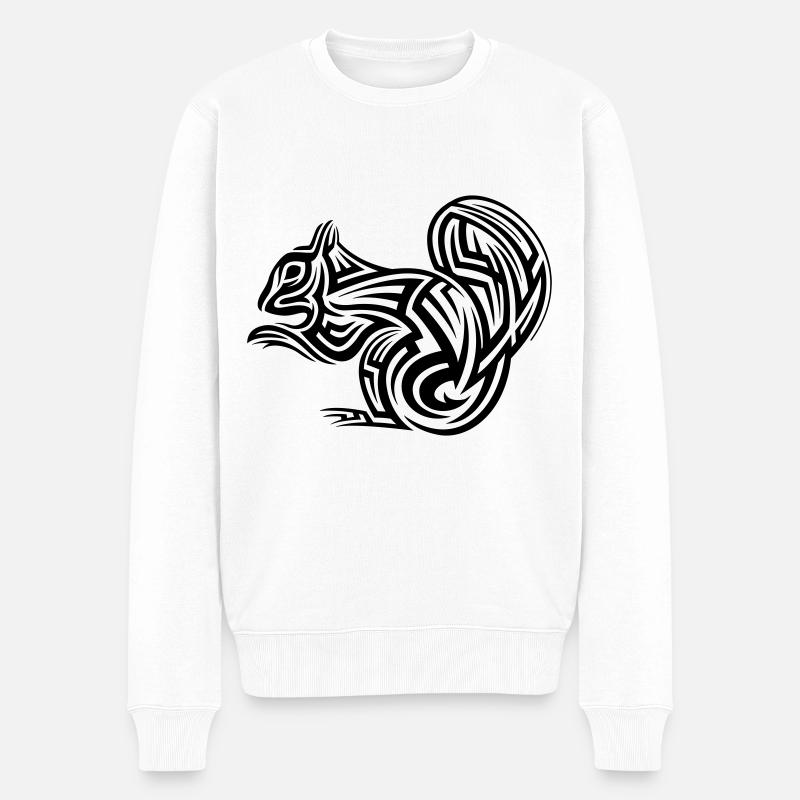 Eichhörnchen Tribal Tattoo - Männer Premium Bio Pullover - Weiß