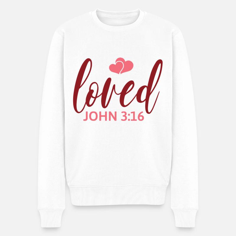 Aimé - Jean 3:16 - Pull Premium bio Homme - blanc