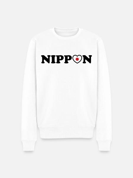 Nippon Love Heart Flag - Men's Premium Organic Jumper - white