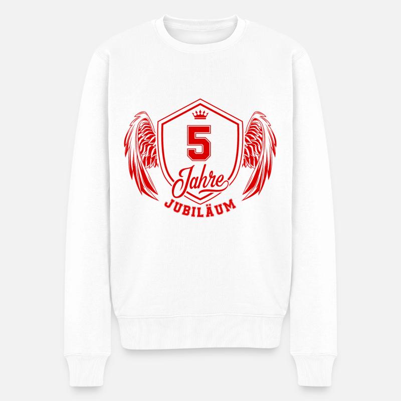 5 Zahl Wappen - Männer Premium Bio Pullover - Weiß