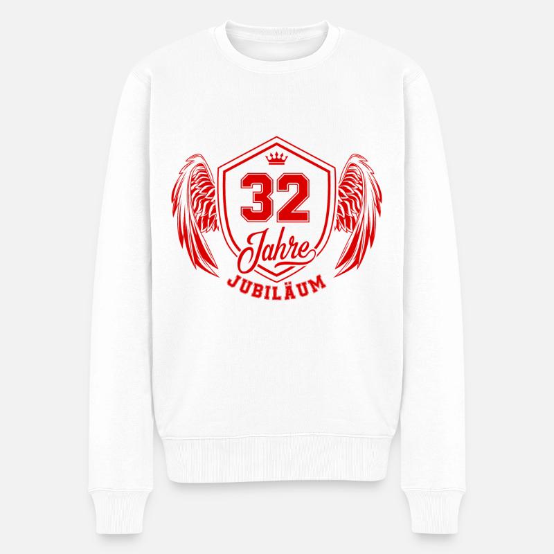 32 Zahl Wappen - Männer Premium Bio Pullover - Weiß