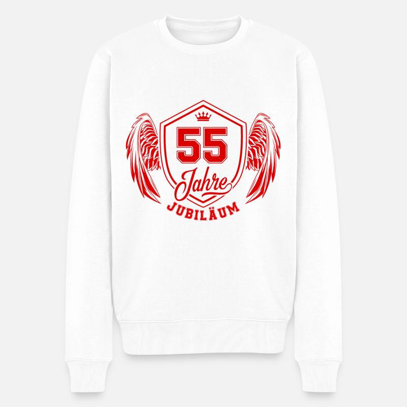 55 Zahl Wappen - Männer Premium Bio Pullover - Weiß