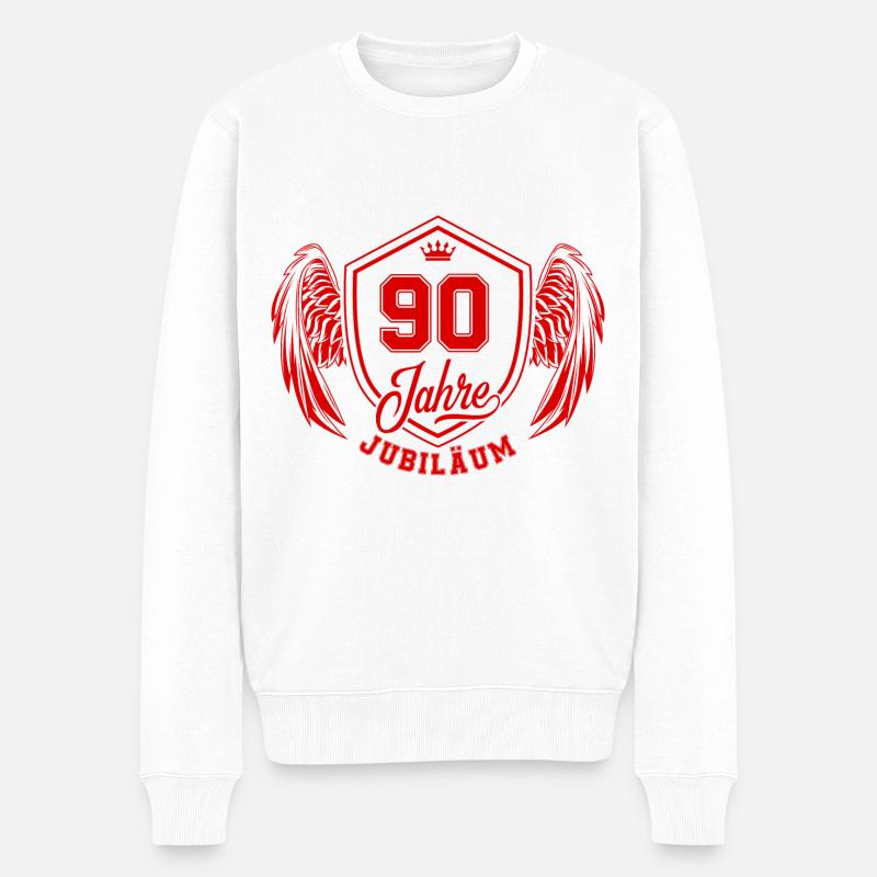 90 Zahl Wappen - Männer Premium Bio Pullover - Weiß