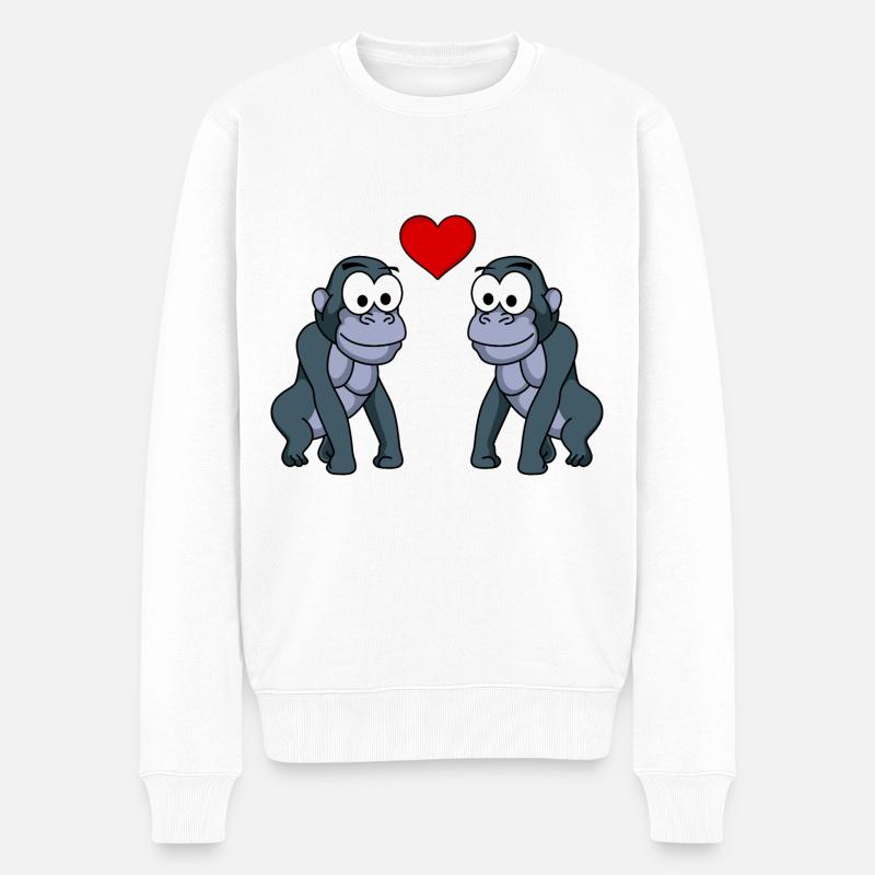 Gorilla Comic Couple Amour - Pull Premium bio Homme - blanc